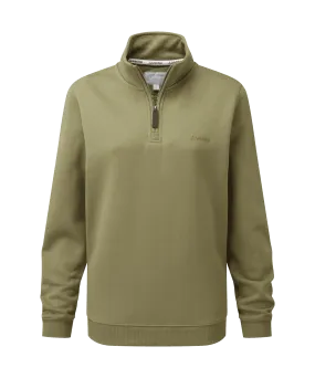 Sennen Cove Quarter Zip Sweatshirt - Light Khaki Green