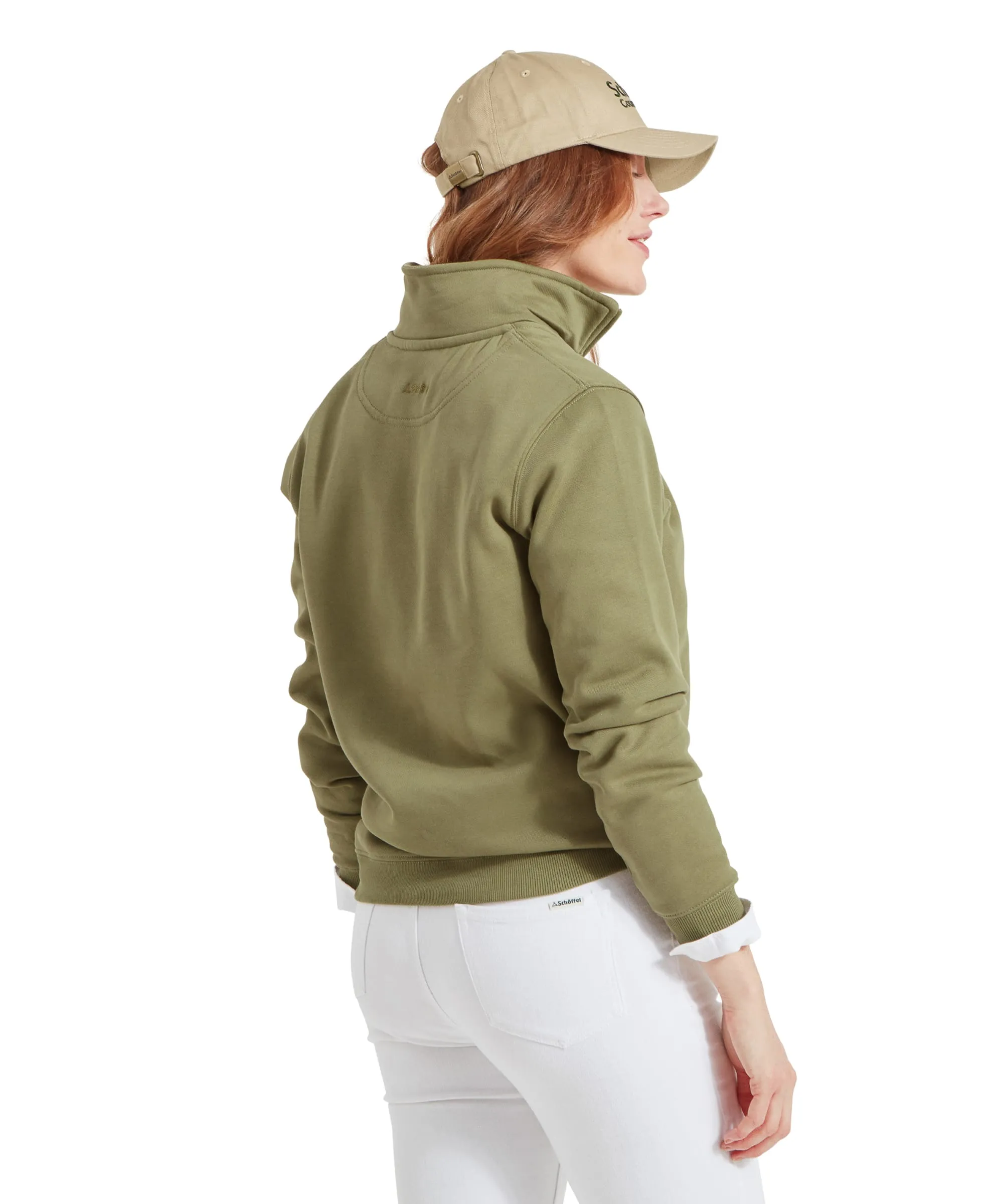 Sennen Cove Quarter Zip Sweatshirt - Light Khaki Green