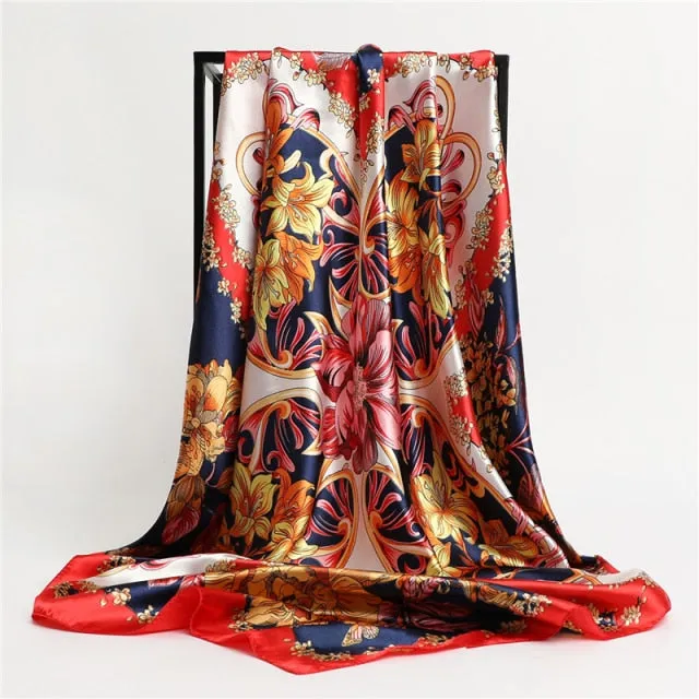 Silk Square Printed Head Scarf