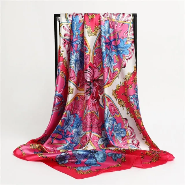 Silk Square Printed Head Scarf