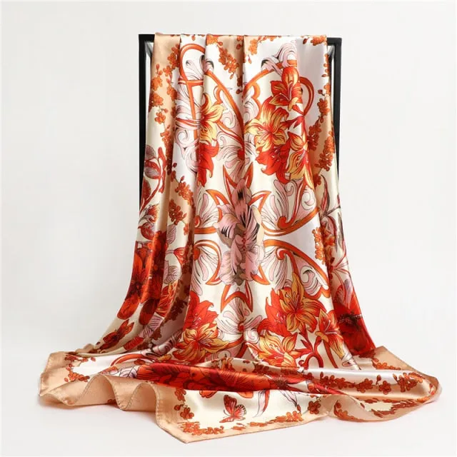 Silk Square Printed Head Scarf