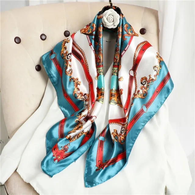 Silk Square Printed Head Scarf