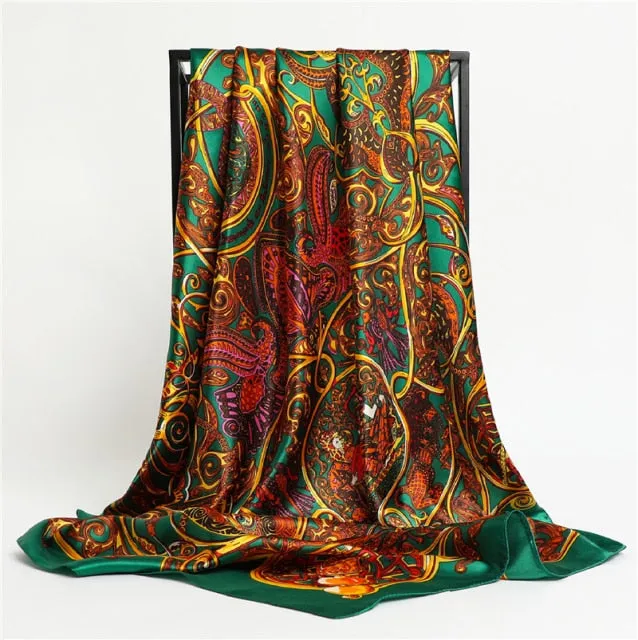 Silk Square Printed Head Scarf