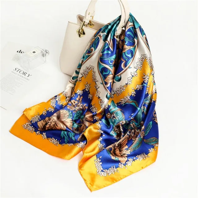 Silk Square Printed Head Scarf