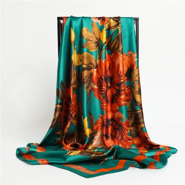 Silk Square Printed Head Scarf