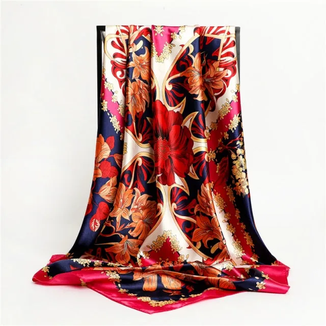 Silk Square Printed Head Scarf