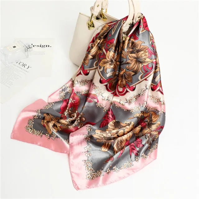 Silk Square Printed Head Scarf