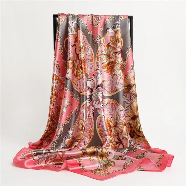 Silk Square Printed Head Scarf