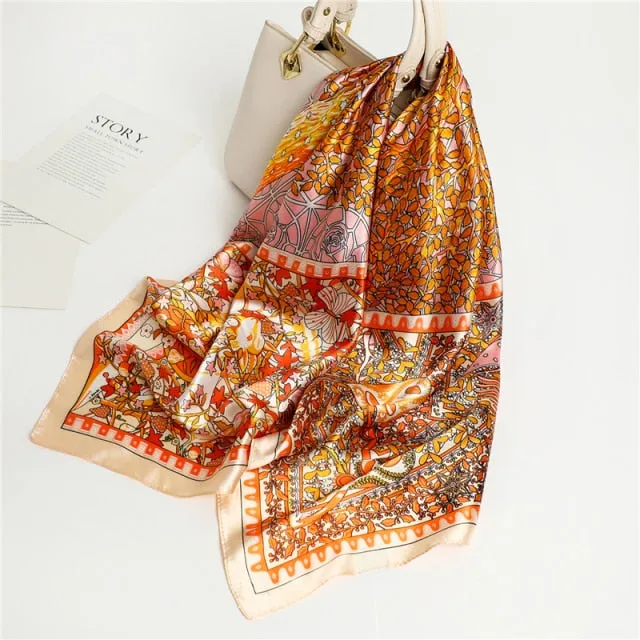 Silk Square Printed Head Scarf