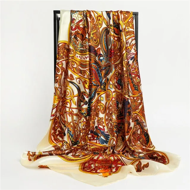 Silk Square Printed Head Scarf