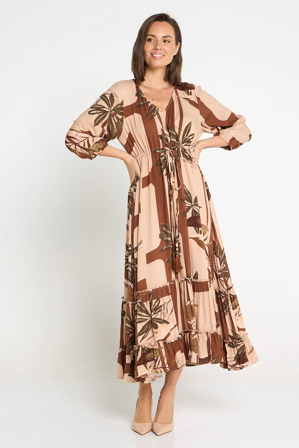 Siobhan Maxi Dress - Cocoa Botanical