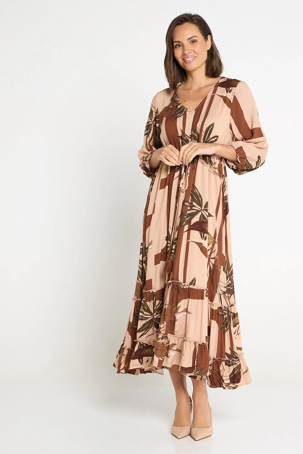 Siobhan Maxi Dress - Cocoa Botanical