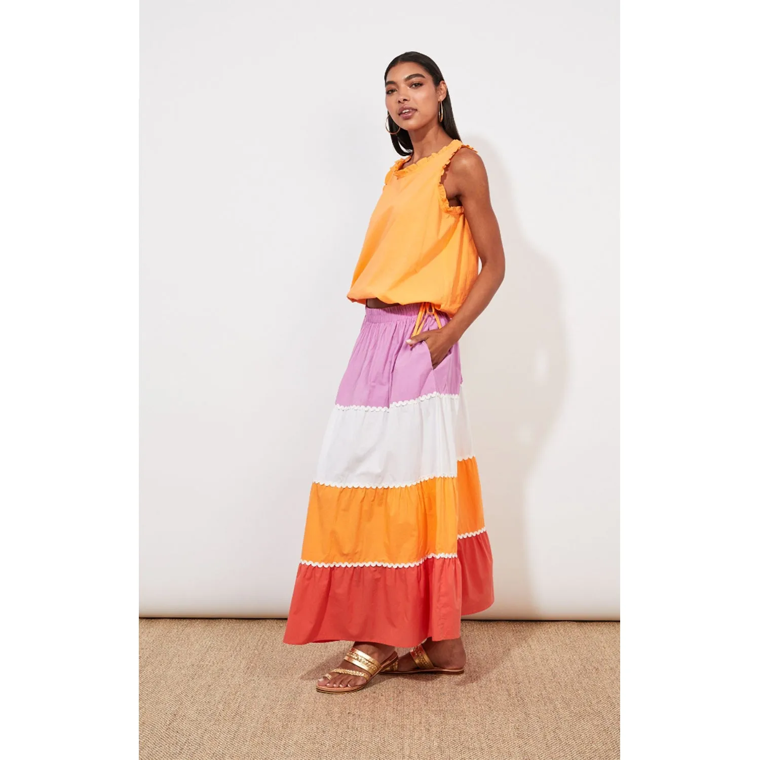 Skirt Oahu Maxi - Mango Stripe