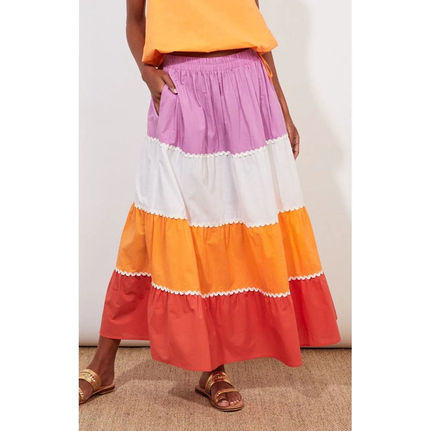 Skirt Oahu Maxi - Mango Stripe