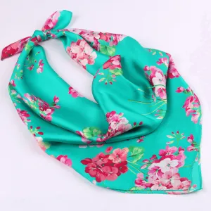 Small Square Silk Scarf|Versatile|Blossom Green