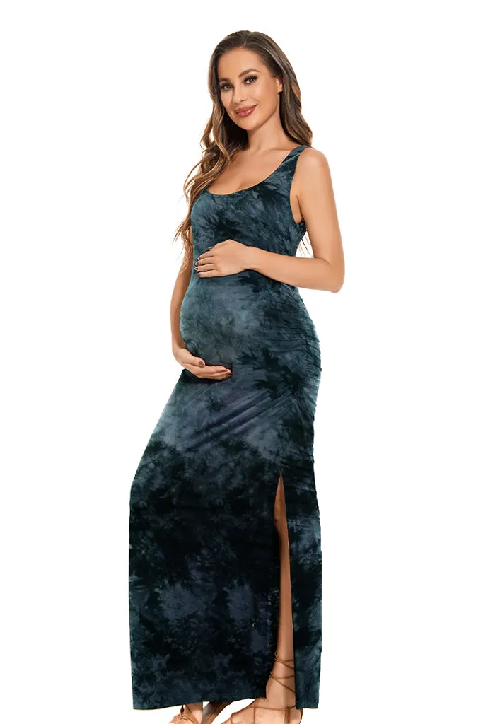 Smallshow Sleeveless Floral Maternity Maxi Dress