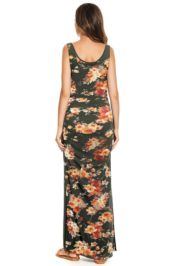 Smallshow Sleeveless Floral Maternity Maxi Dress