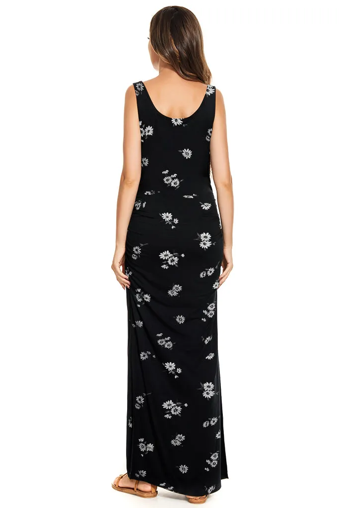 Smallshow Sleeveless Floral Maternity Maxi Dress