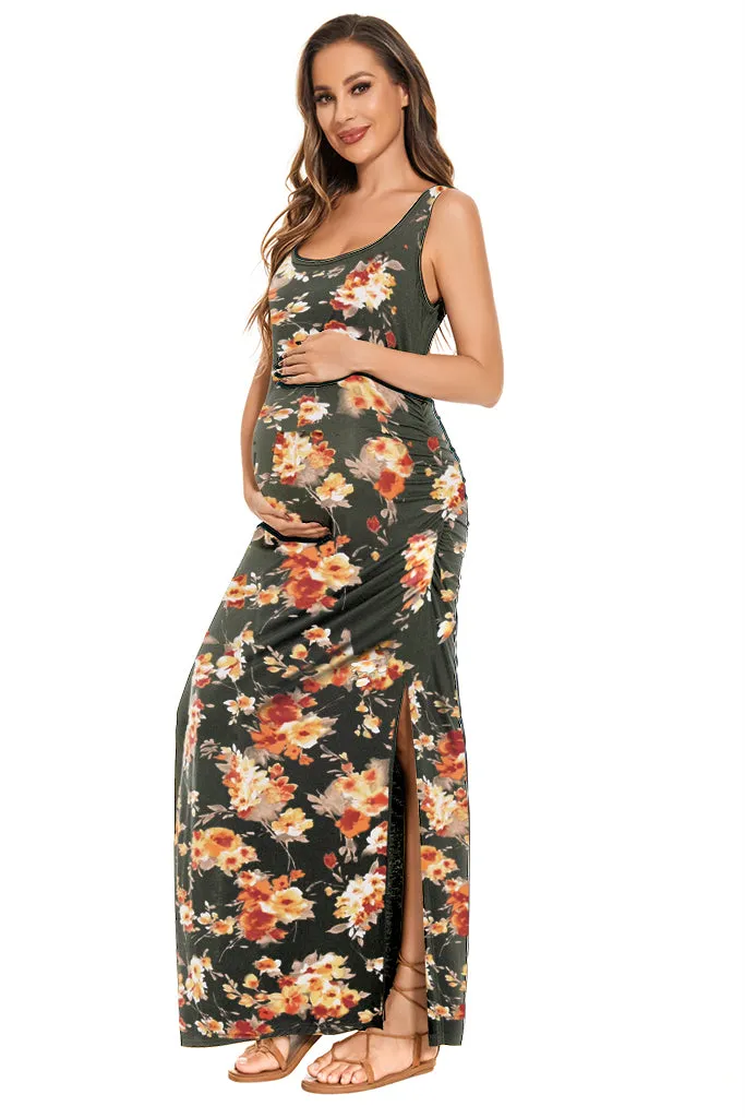 Smallshow Sleeveless Floral Maternity Maxi Dress