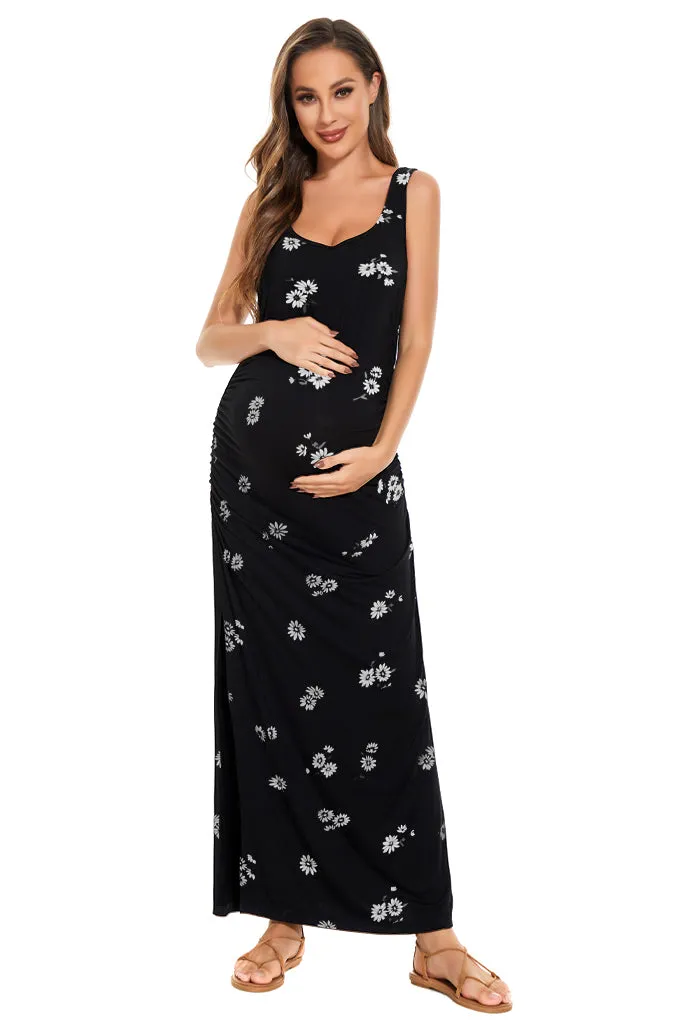 Smallshow Sleeveless Floral Maternity Maxi Dress