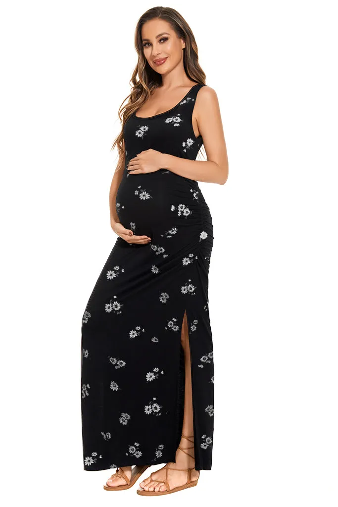 Smallshow Sleeveless Floral Maternity Maxi Dress