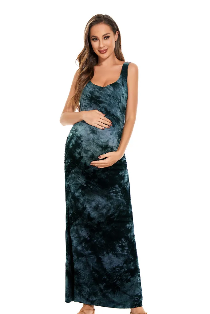 Smallshow Sleeveless Floral Maternity Maxi Dress