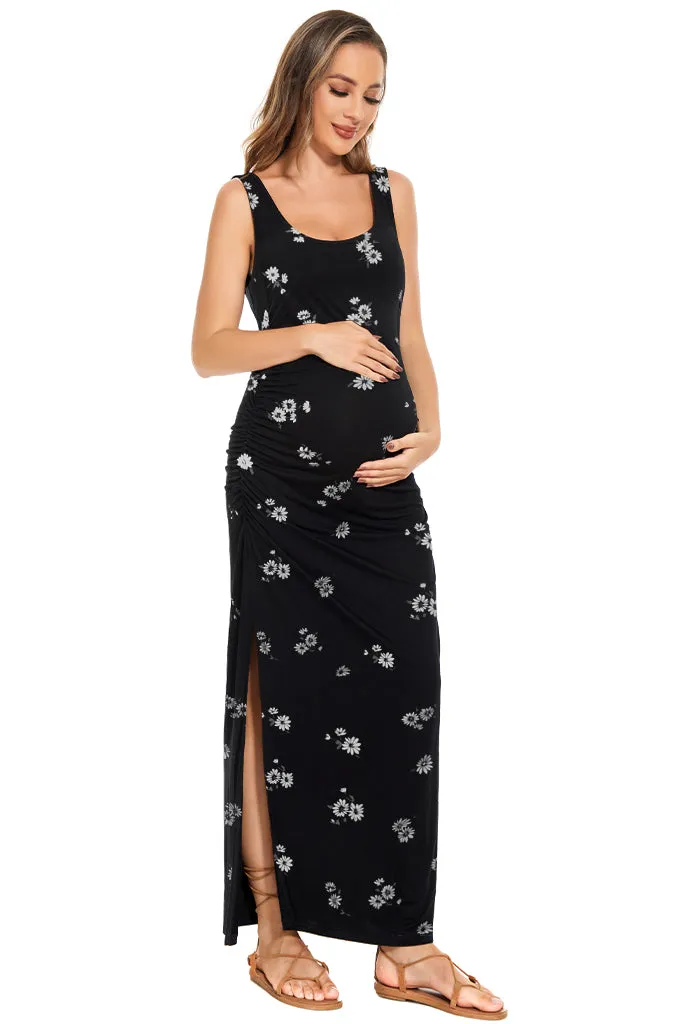 Smallshow Sleeveless Floral Maternity Maxi Dress