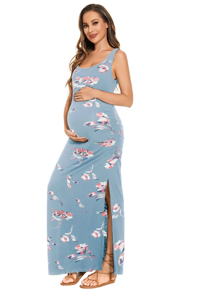 Smallshow Sleeveless Floral Maternity Maxi Dress