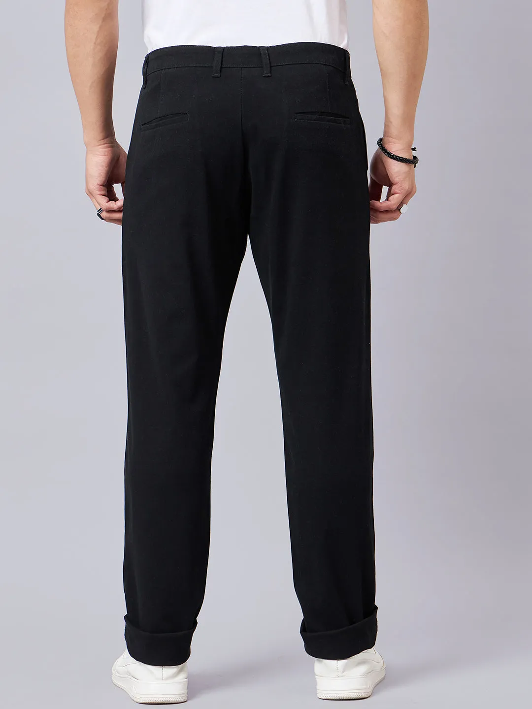 Style Quotient Men Balck Stretchable Chinos Trouser