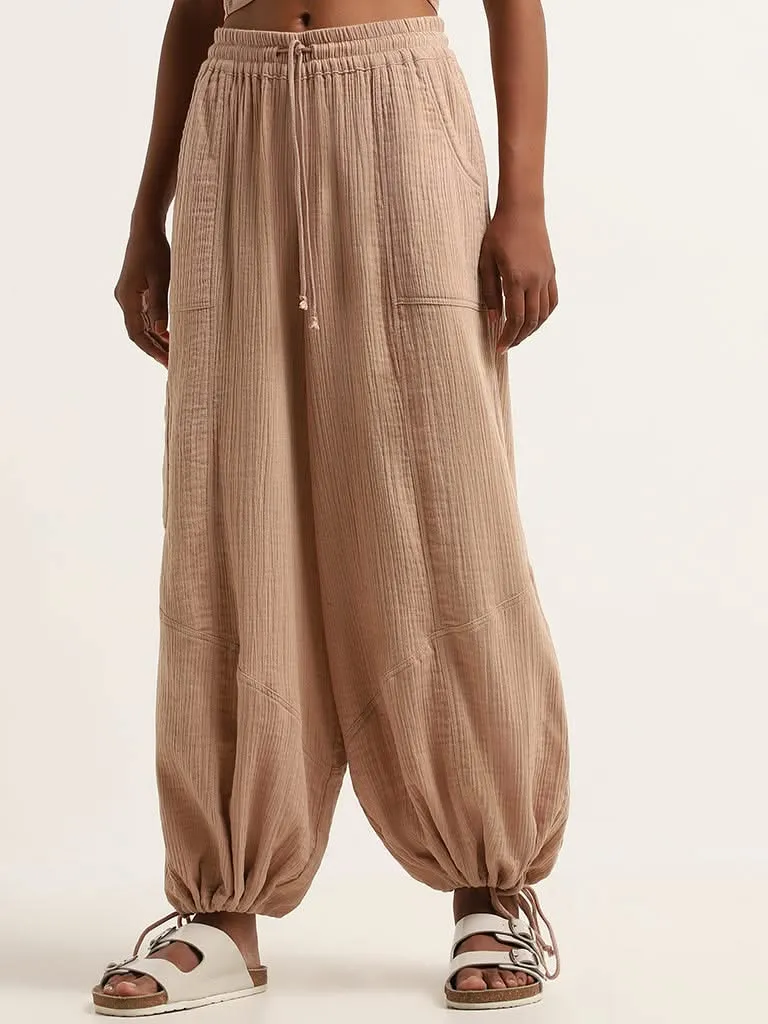 Superstar Beige Mid Rise Cotton Cargo Pants