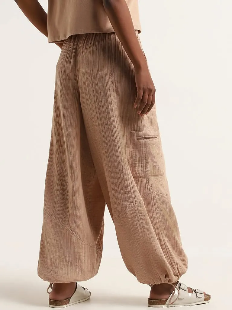 Superstar Beige Mid Rise Cotton Cargo Pants