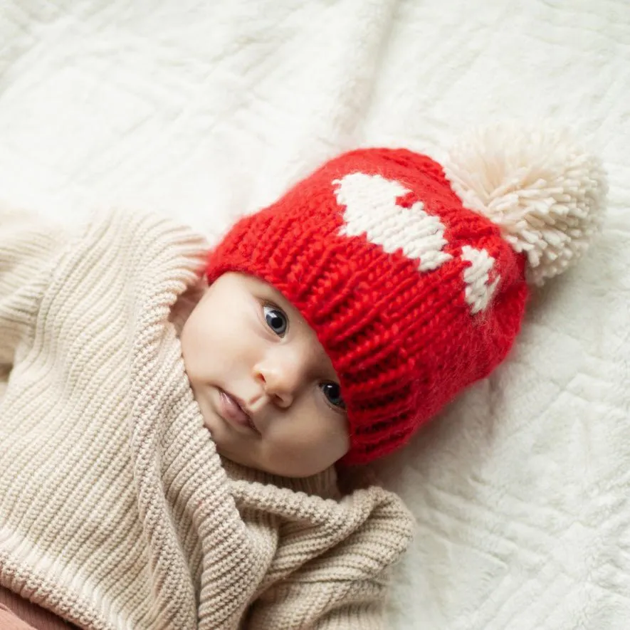 Sweetheart Knit Beanie Hat Red