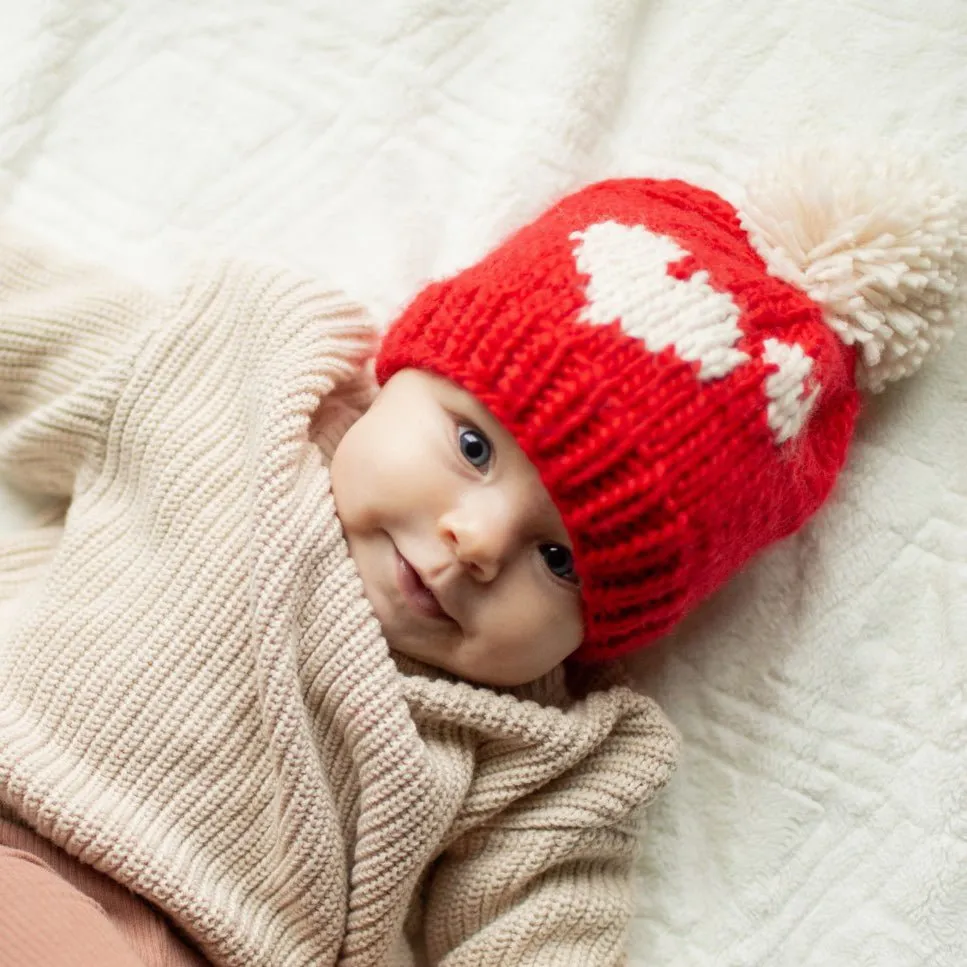 Sweetheart Knit Beanie Hat Red