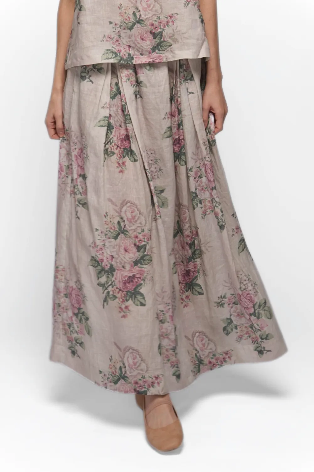 Tallulah Print Skirt in Tea Rose