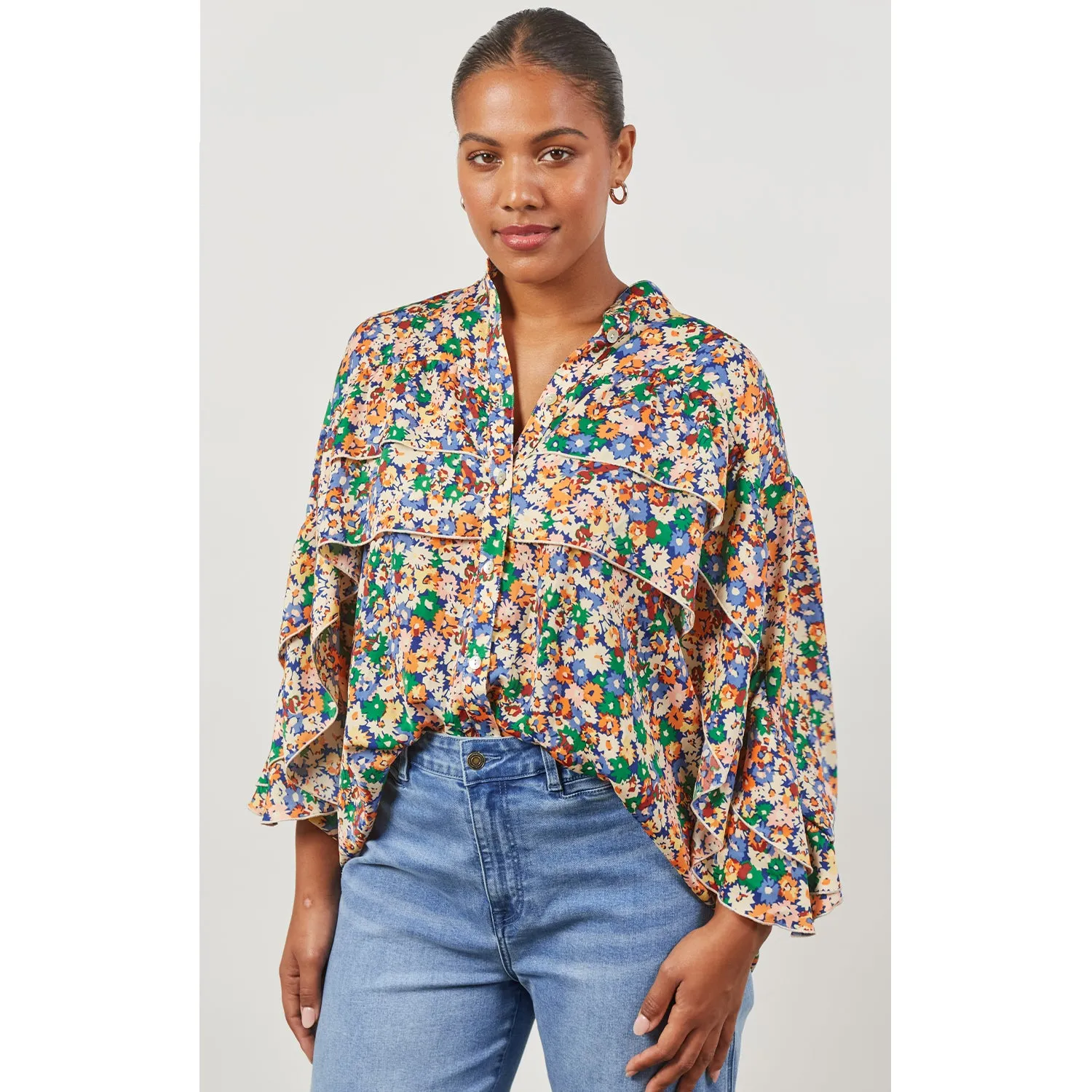 Top Romance Ruffle Blouse - Meadow Bloom