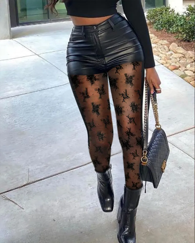 Trendy Leather High Waist Leggings