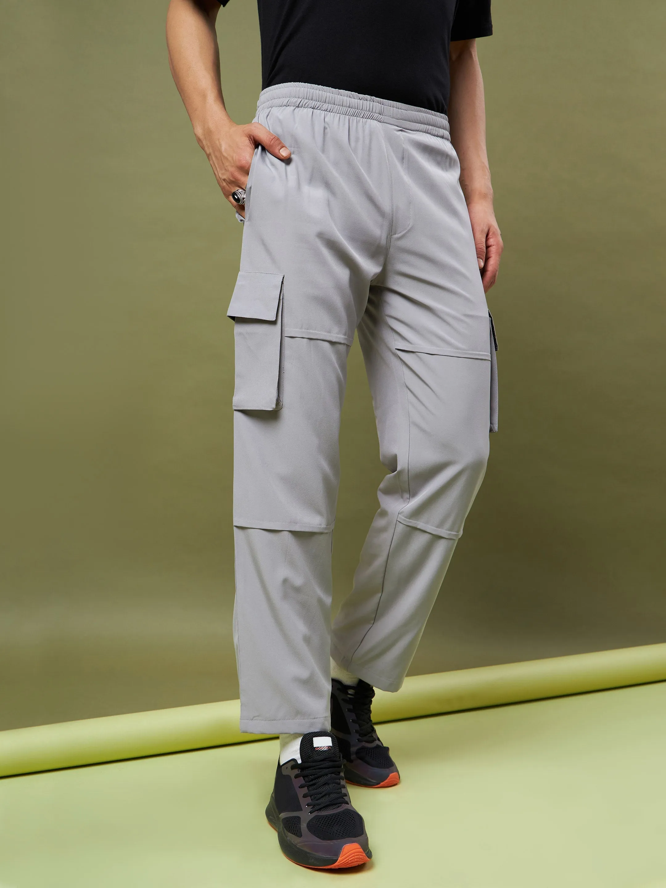 Unisex Grey Parachute Cargo Pants