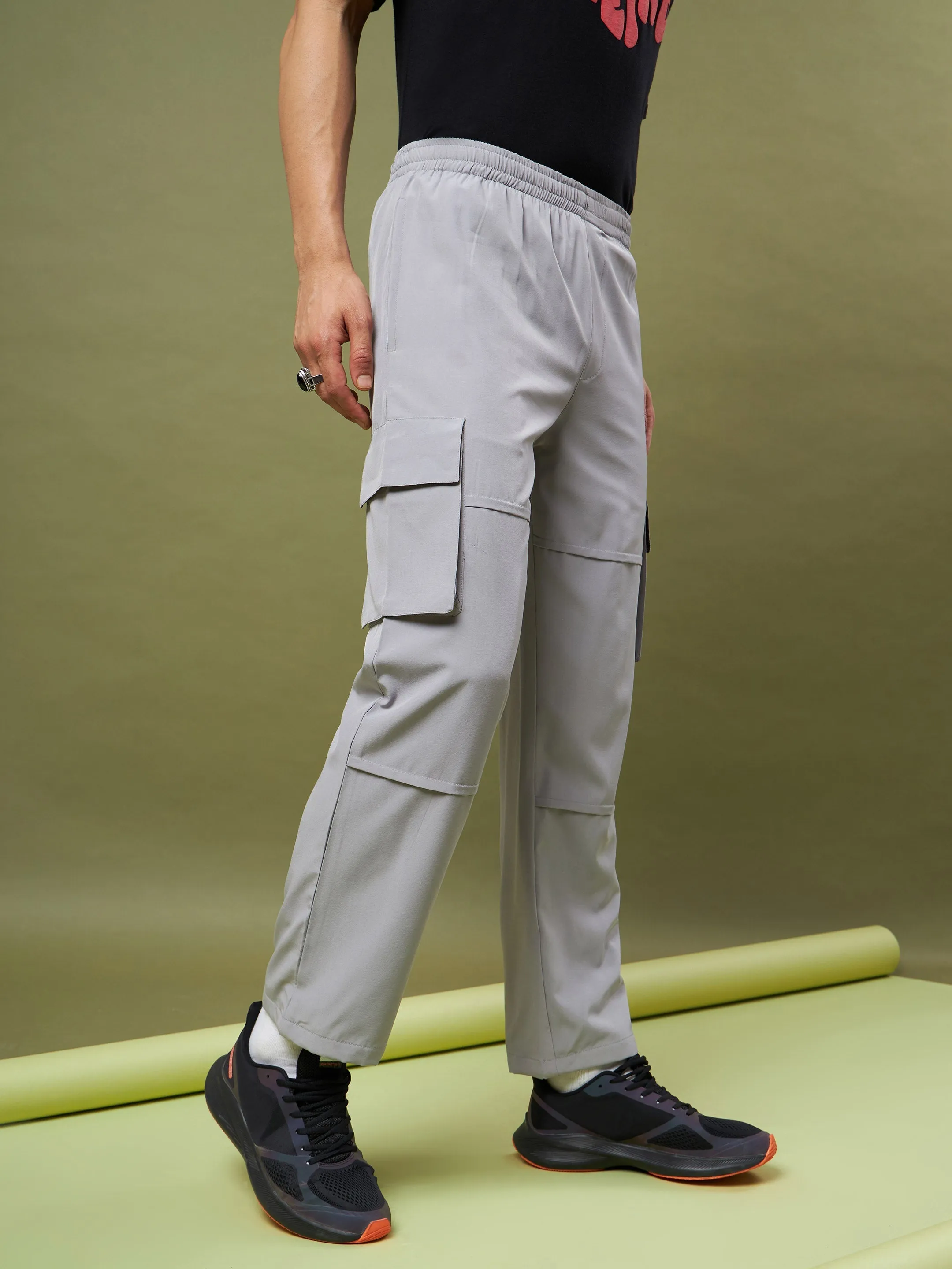 Unisex Grey Parachute Cargo Pants