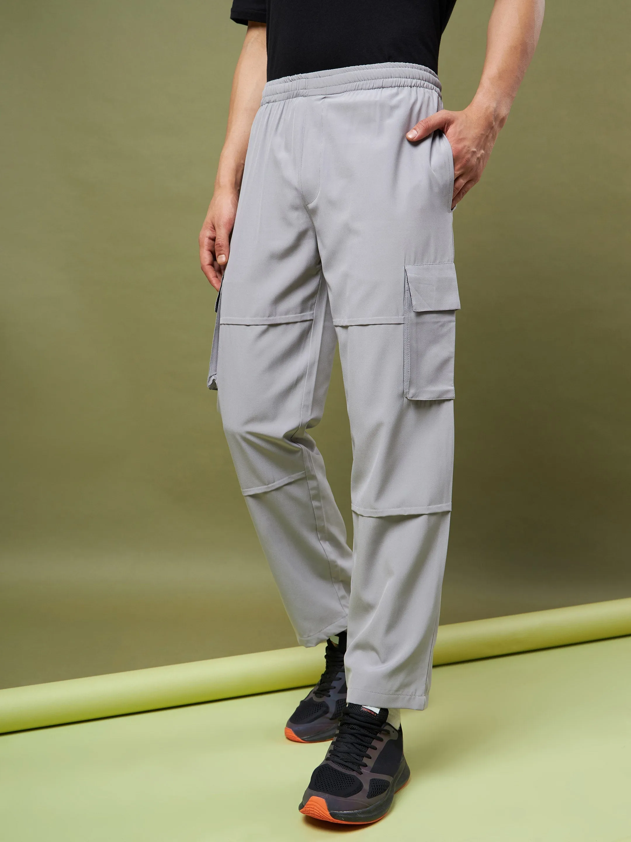 Unisex Grey Parachute Cargo Pants