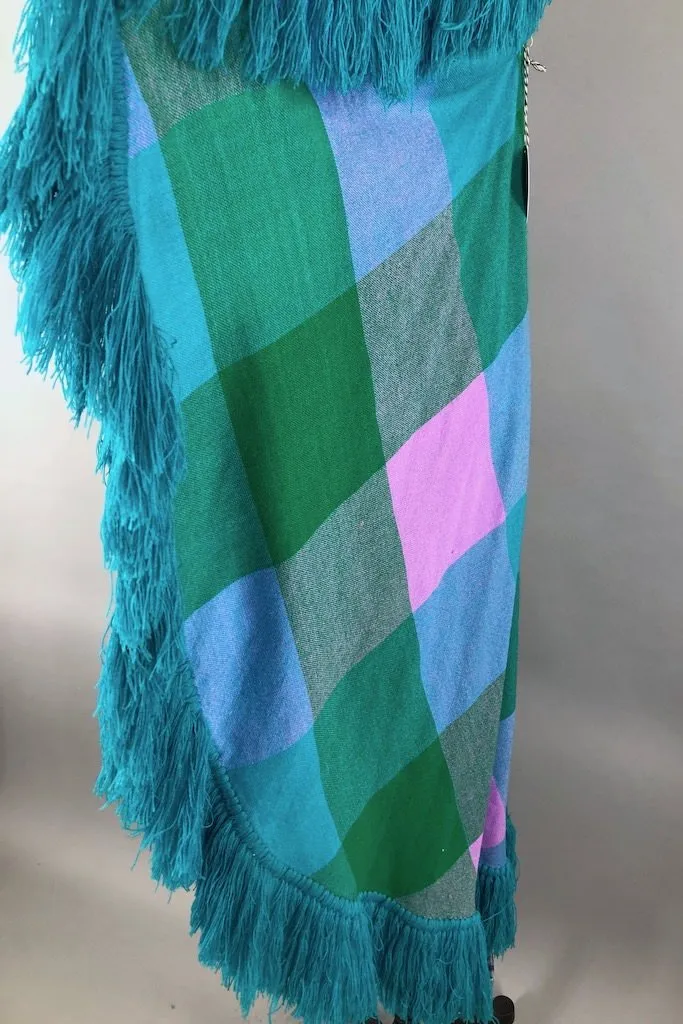 Vintage Fringed Aqua Cardigan Vest