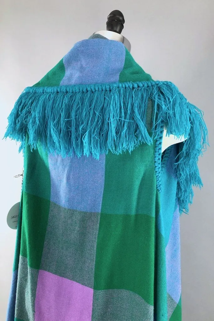 Vintage Fringed Aqua Cardigan Vest