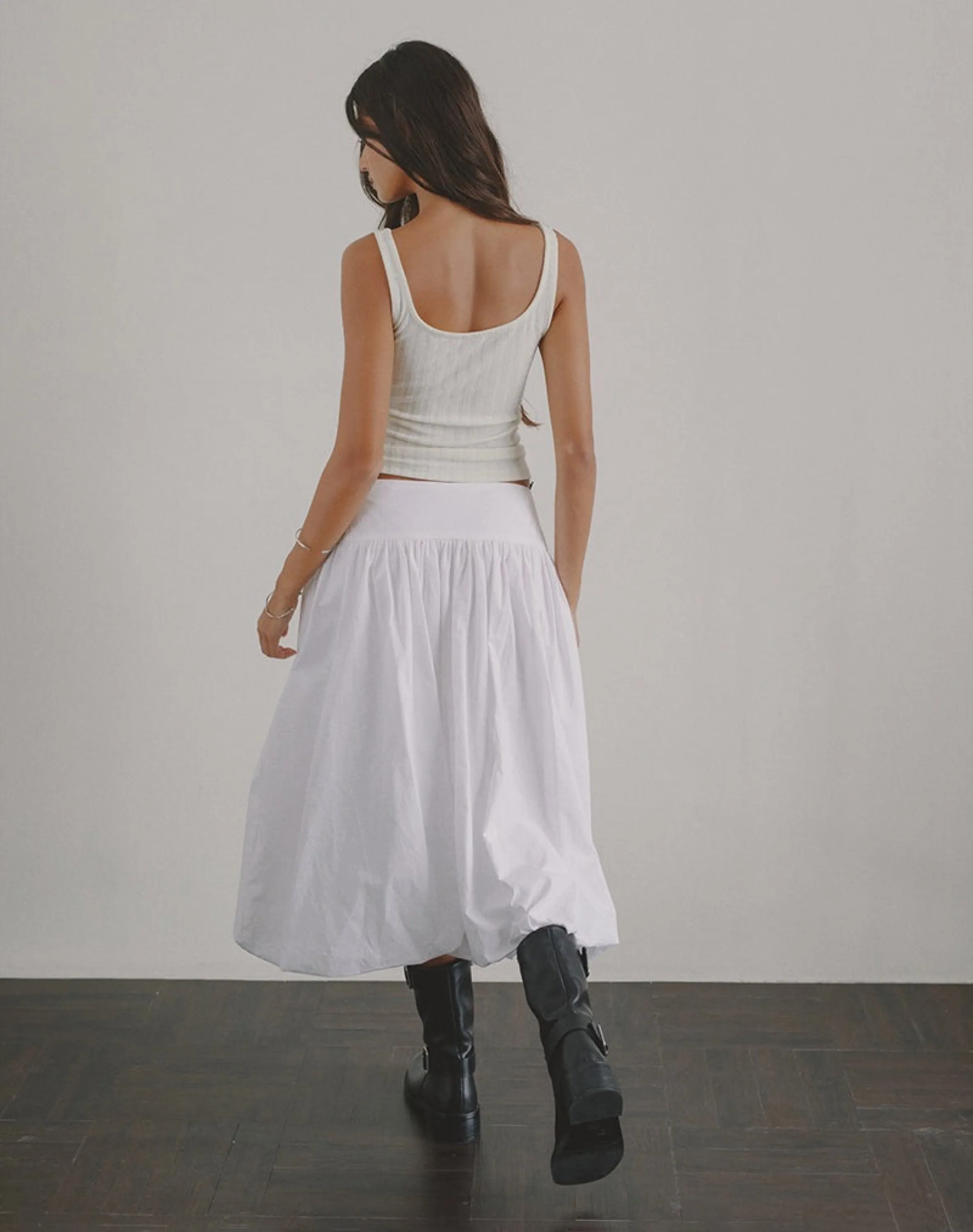 White Poplin Kiyono Skirt