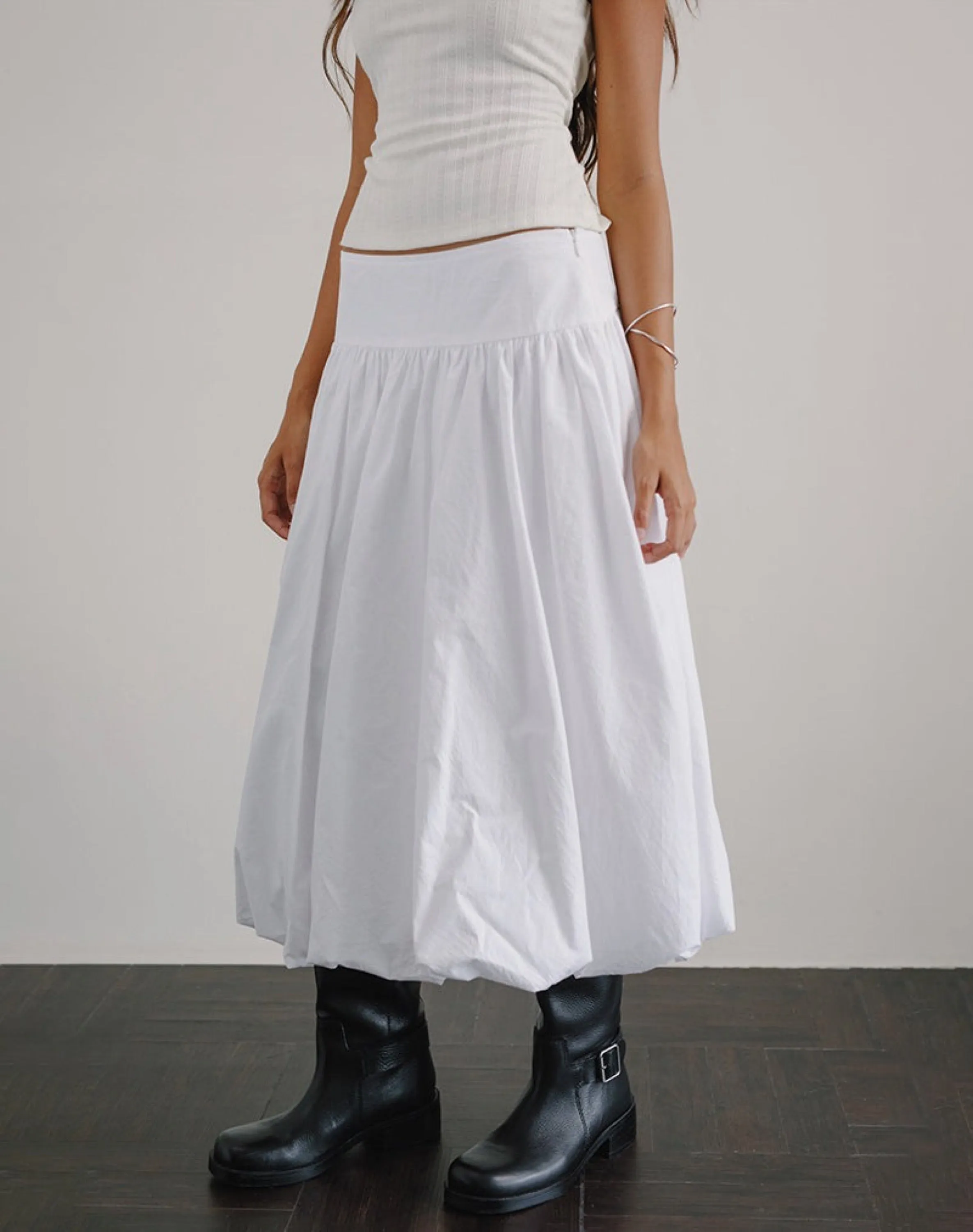 White Poplin Kiyono Skirt