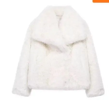 Winter Plush Coat Fashion Thicken Lapel Outwear Casual Long Sleeve Tops Womens Clothing Winter Coat