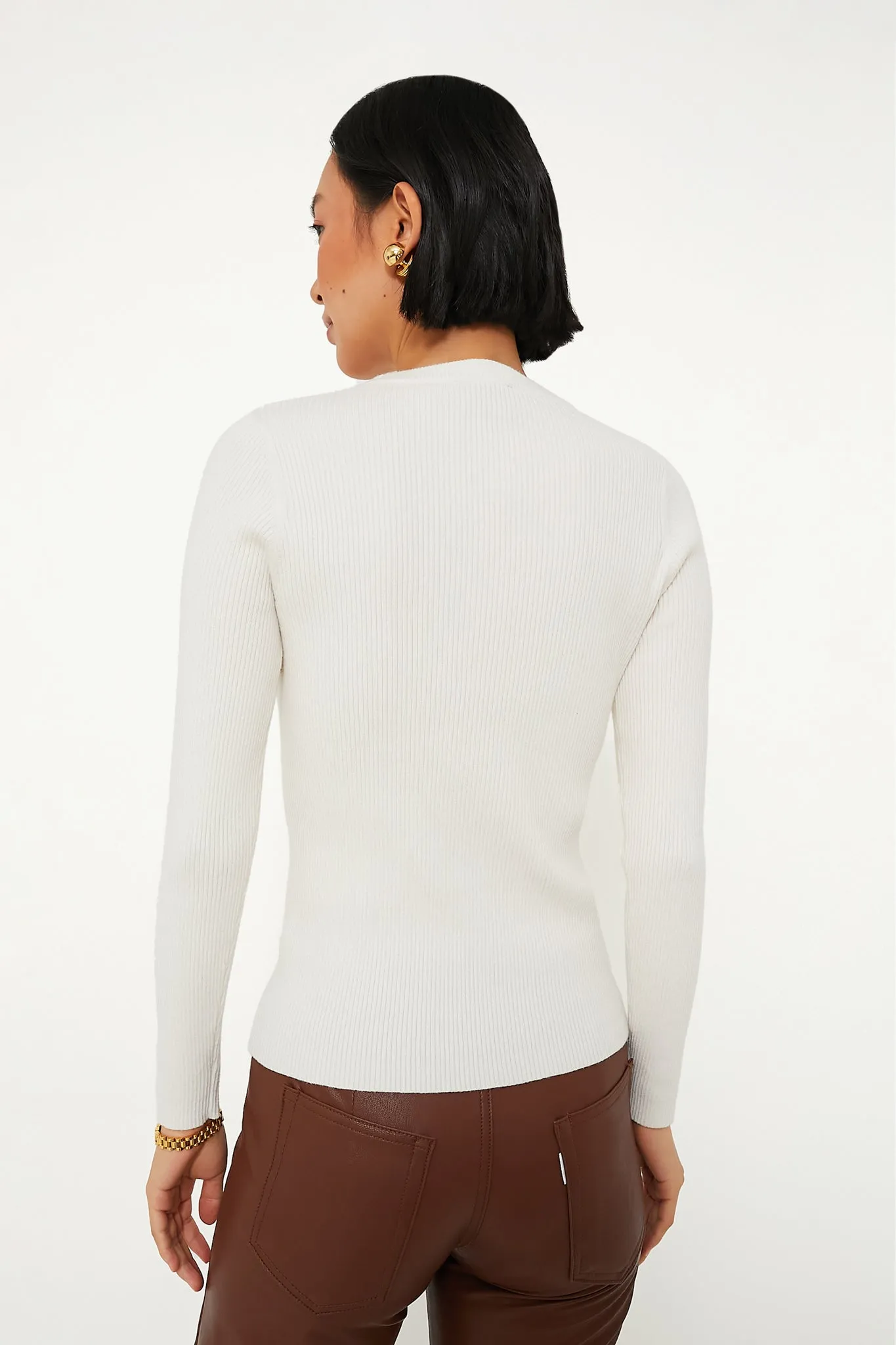 Winter White Alden Ribbed Crewneck