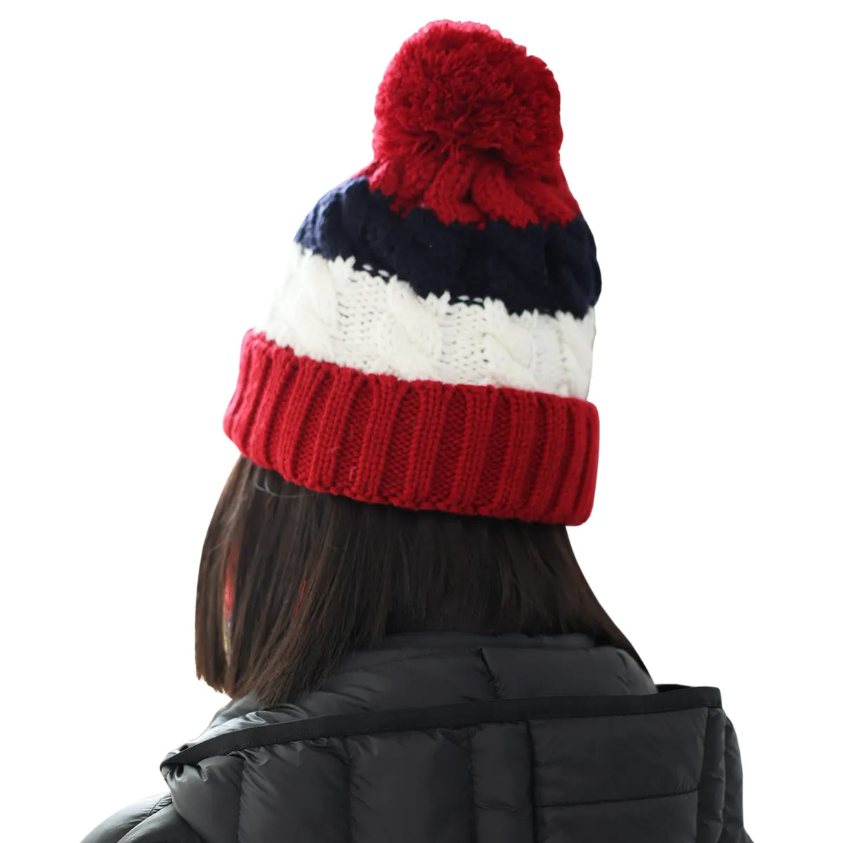 Women Knitted Hat Scarf Set Winter Warm Thicken Pom Pom Knitted Beanie Hat Fleece Lining Fashion Outdoor Cycling Windproof Knit Earmuff Cap Scarves