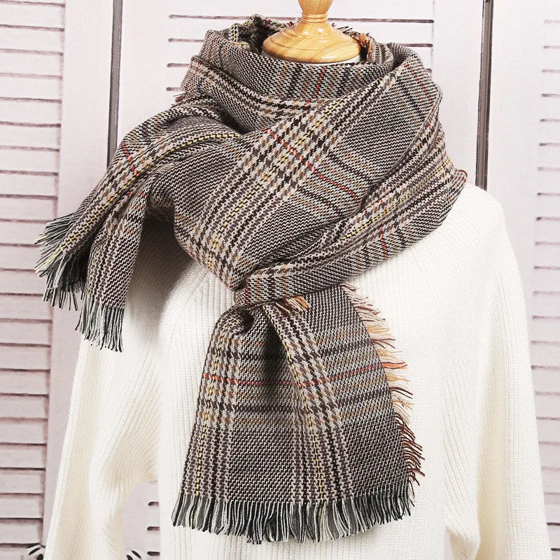 Women's Fall Winter Scarf Classic Tassel Plaid Scarf Warm Soft Chunky Large Blanket Wrap Shawl Scarves