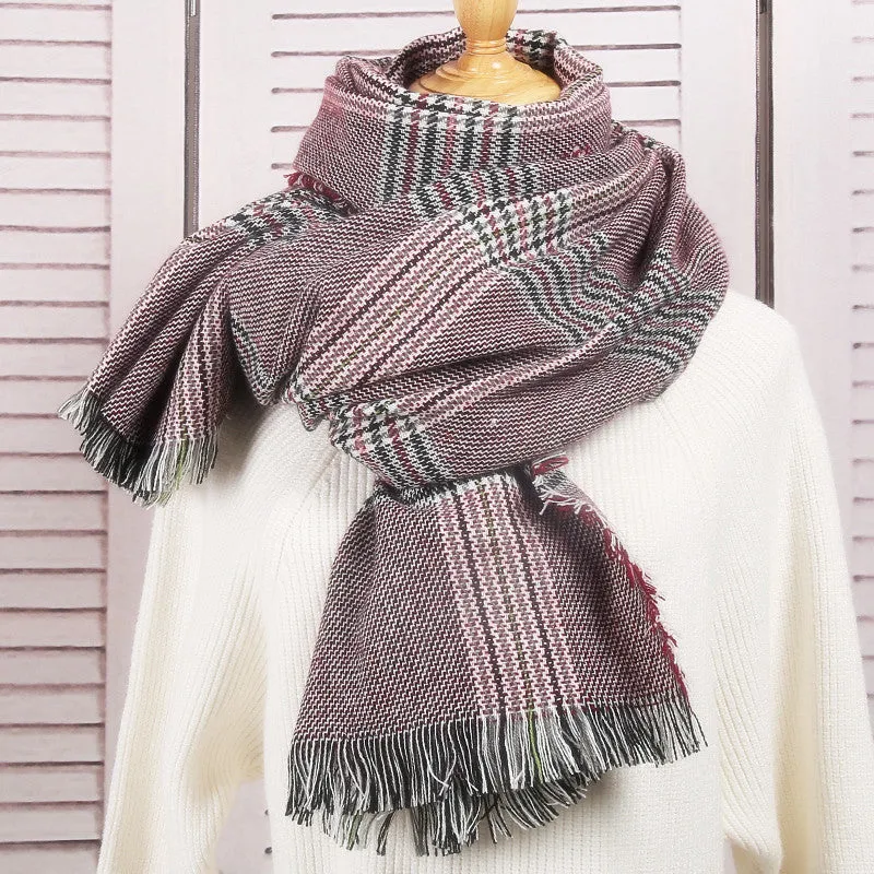 Women's Fall Winter Scarf Classic Tassel Plaid Scarf Warm Soft Chunky Large Blanket Wrap Shawl Scarves