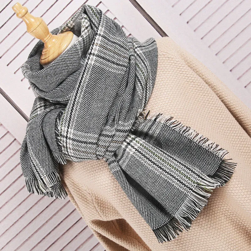 Women's Fall Winter Scarf Classic Tassel Plaid Scarf Warm Soft Chunky Large Blanket Wrap Shawl Scarves