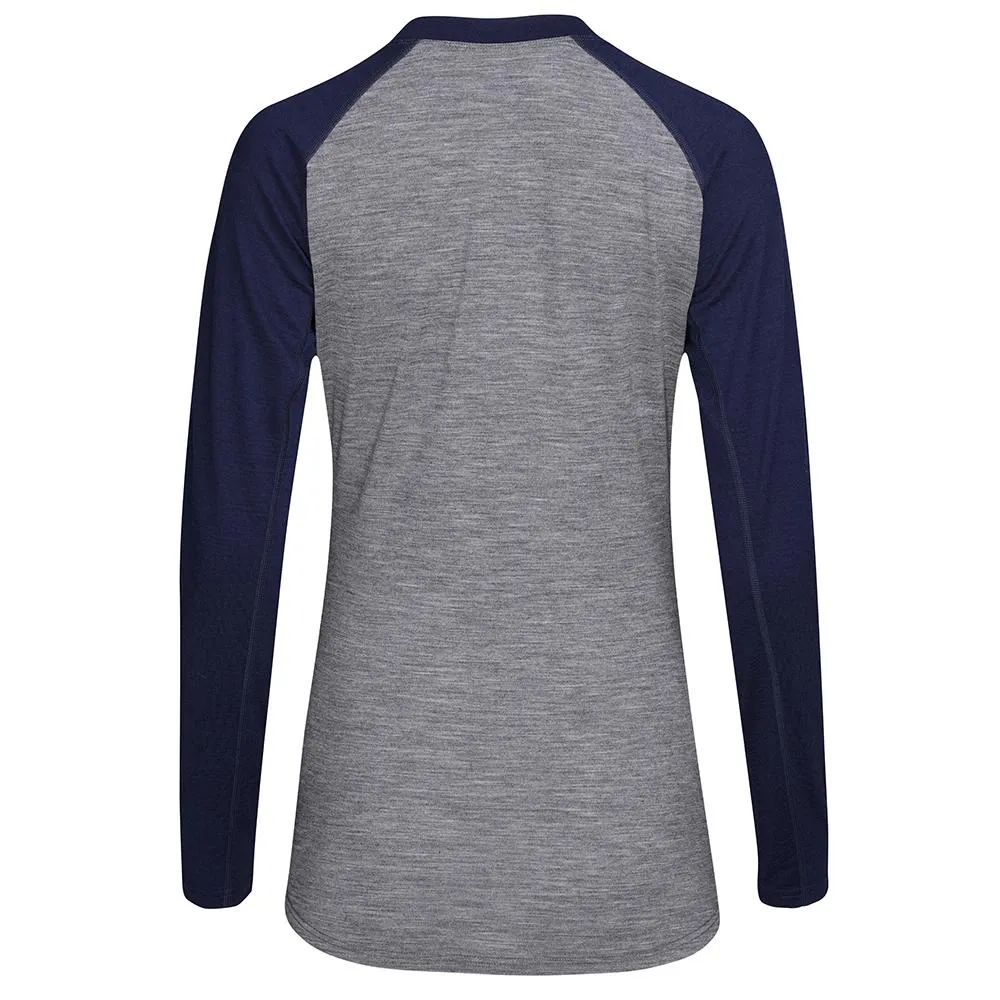 Womens Merino 180 Baseball Crew (Charcoal/Navy)